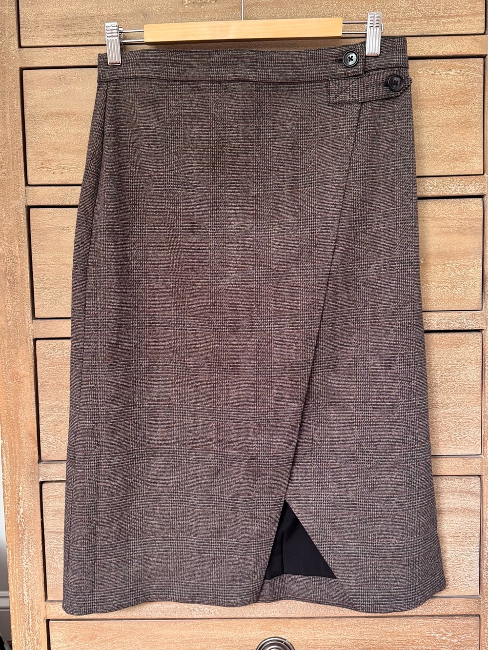 Banana Republic Brown Glen Plaid Wrap-Style Midi Skirt